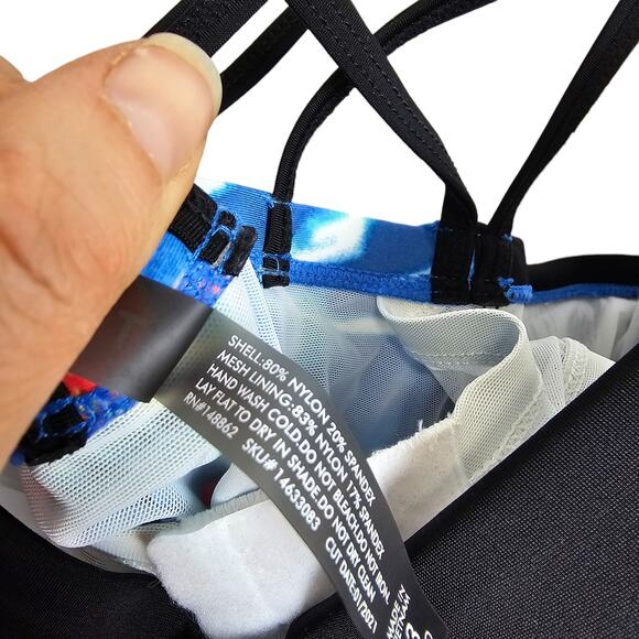 Torrid Swimsuit One Piece Swimsuit Women 3X D-DD Blue Black Strappy Swimsuit NEW - Picture 6 of 11